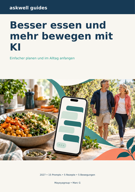 Besser essen und mehr bewegen mit KI 2027 — Deutsch – Buchcover von askwell guides